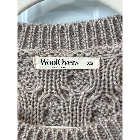 WoolOvers Cable Knit Pullover Sweater Womens XS Taupe Tan Wool Cozy Knit Staple - Picture 3 of 7